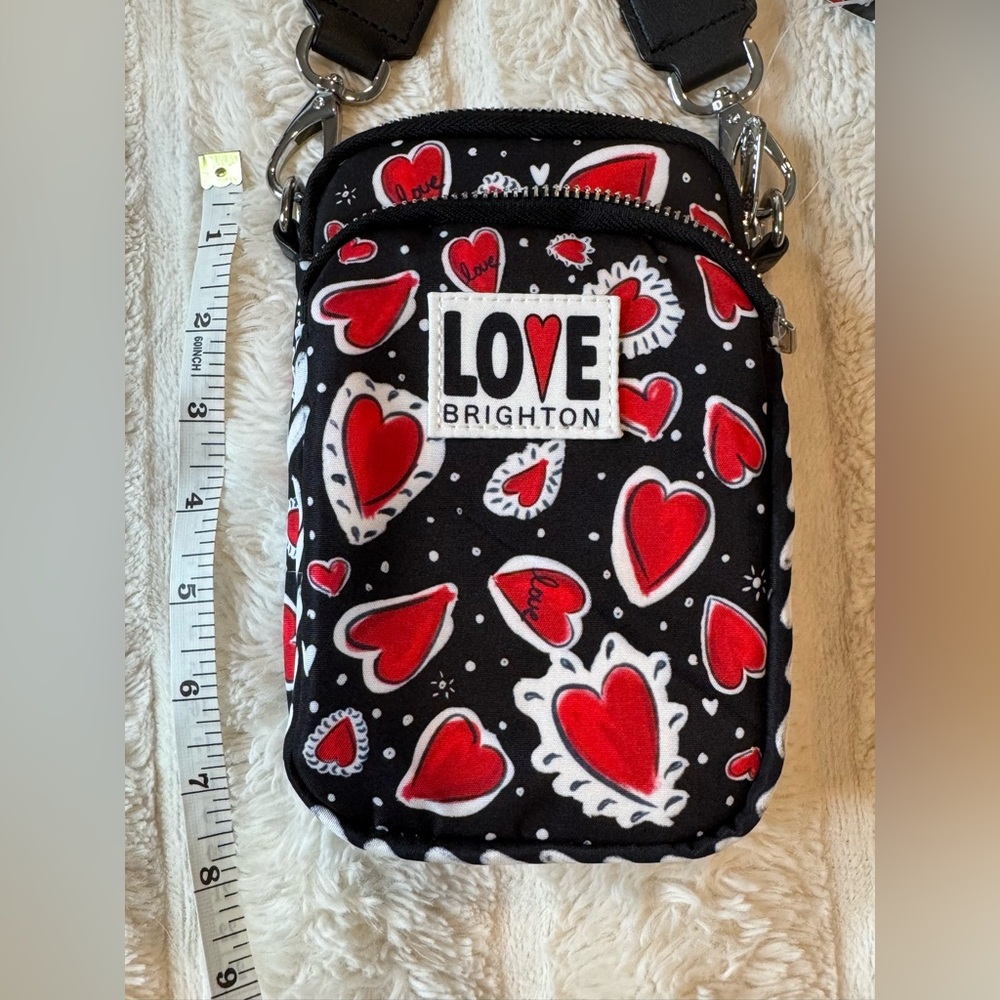 Brighton love hearts a flutter utility crossbody print bag NWT